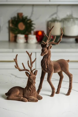 Velvet Flocked Deer | Set of 2 | MJHome