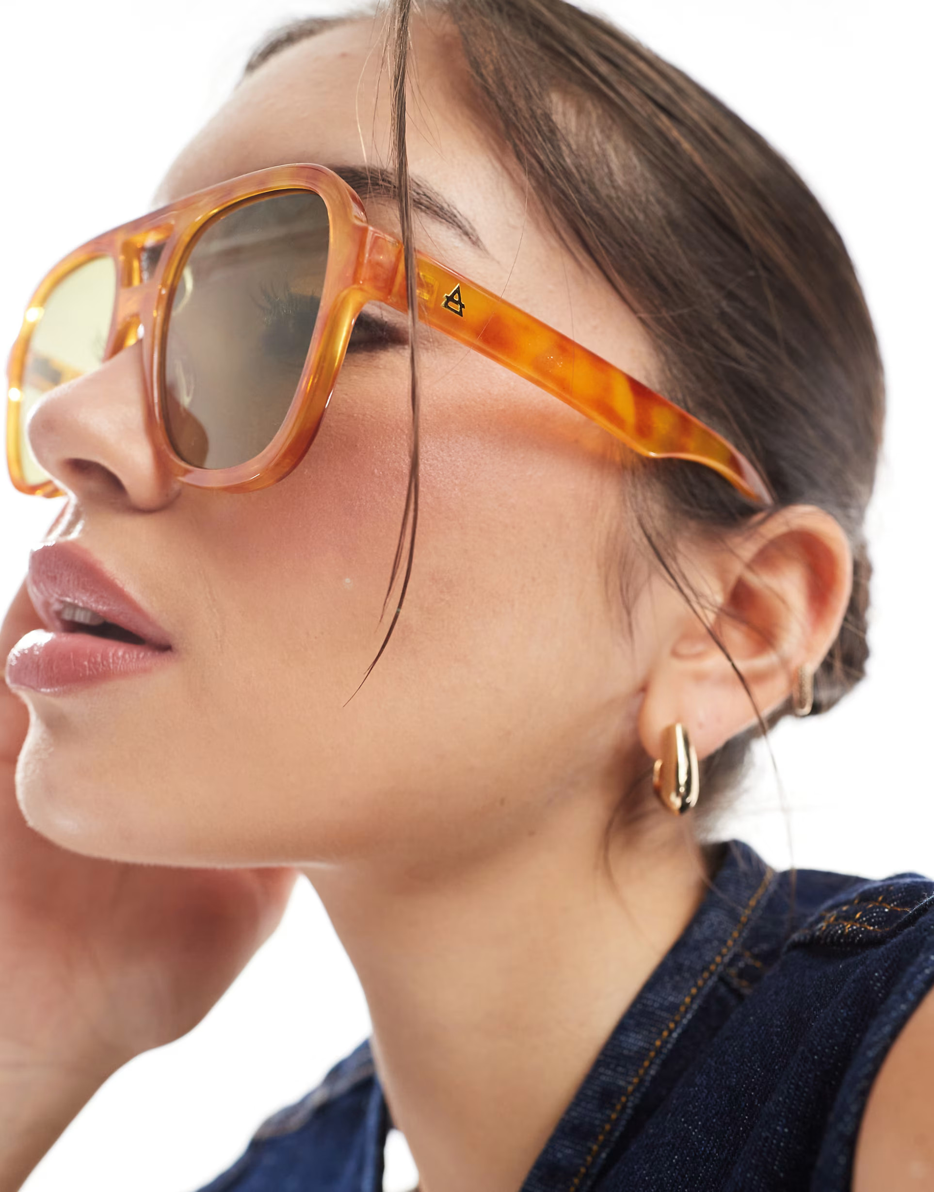 AIRE whirlpool aviator sunglasses in vintage tort with green lens | ASOS (Global)
