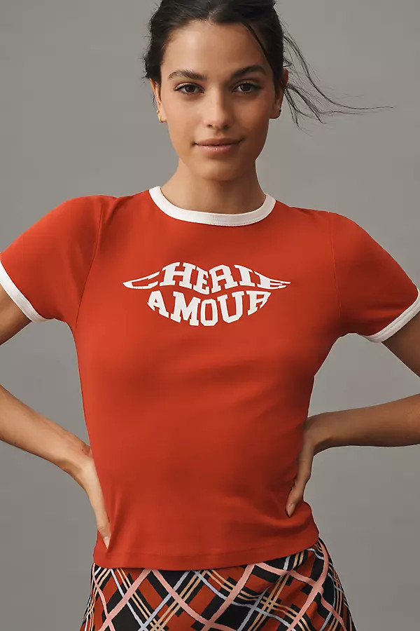 By Anthropologie Cherie Amour Graphic Baby Tee | Anthropologie (US)