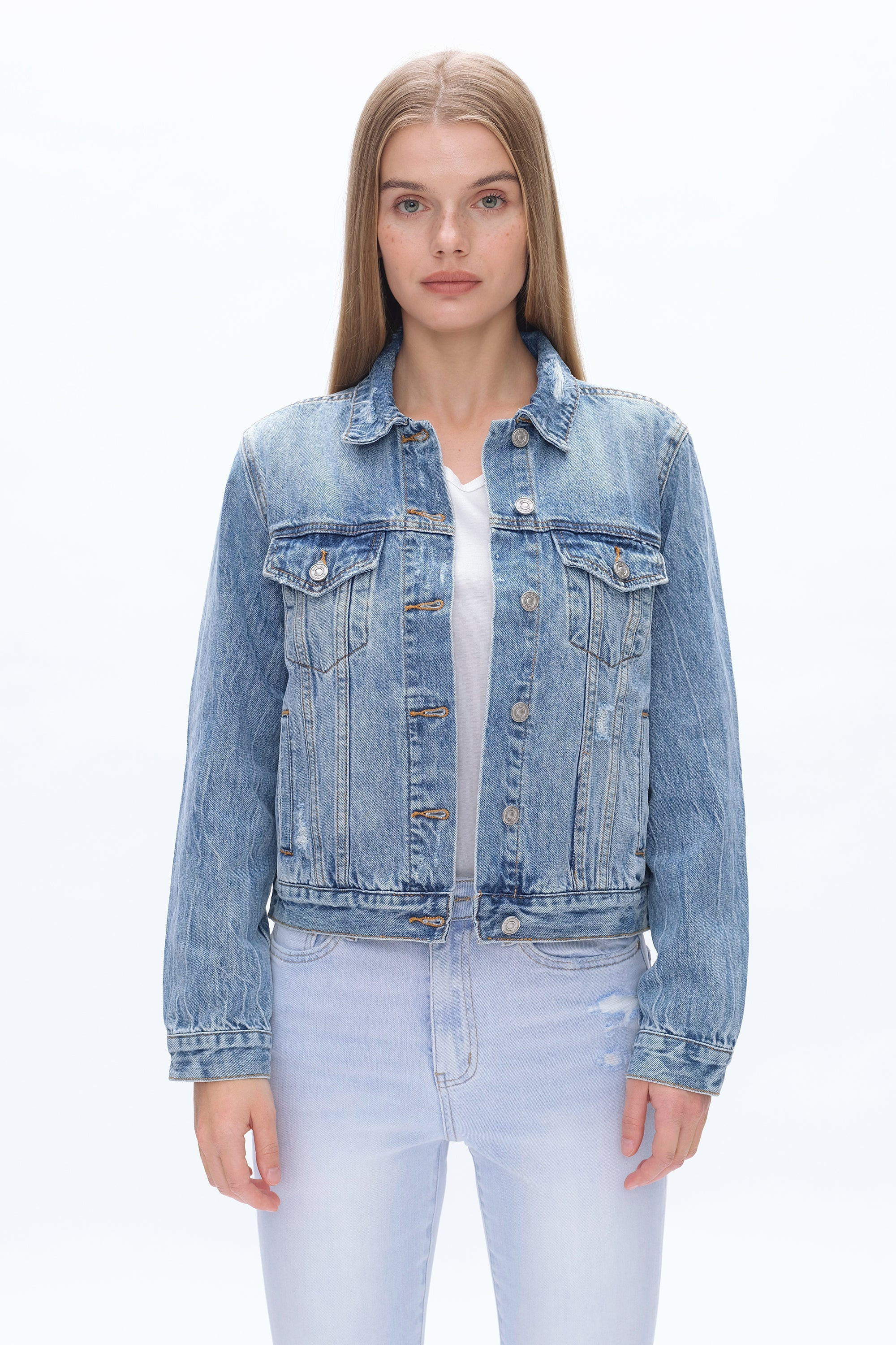 Distressed Denim Jacket MERCY BLUE / S | Bayeas
