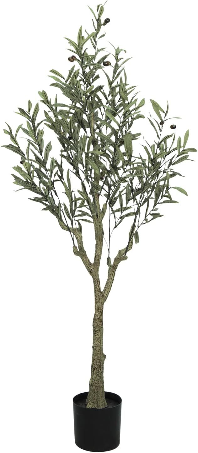 SeelinnS Artificial Olive Tree 4.9FT Fake Olive Tree Large Faux Plants Indoor Tall Olive Branch a... | Amazon (US)