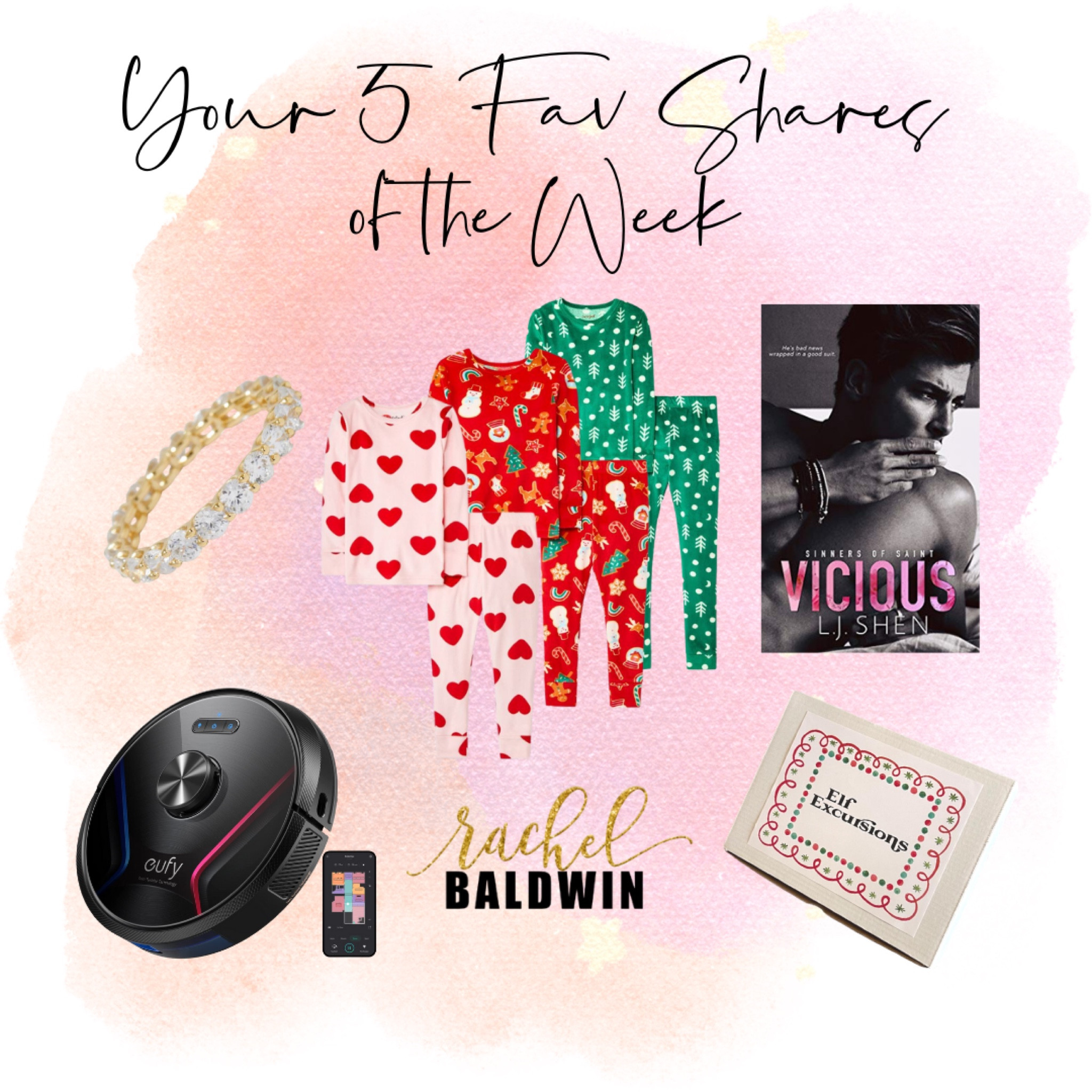 ✨YOUR✨ 5 fav shares of the week 👇 
◾️Eternity Band from SamiJEWELS on Etsy (currently on sale!)
◾️The BEST seasonal toddler jammies from Target
◾️Vicious by. L.J. Shen
◾️24 Day Elf Excursions on Etsy
◾️eufy RoboVac X8 (Don’t forget to apply the coupon for $140 off!)

#LTKSeasonal #LTKsalealert #LTKhome