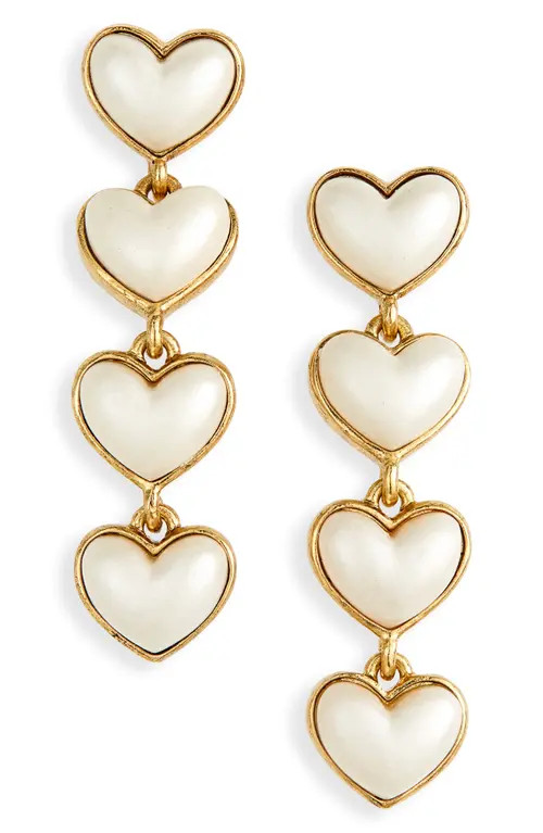 Oscar de la Renta Sweetheart Imitation Pearl Drop Earrings at Nordstrom | Nordstrom