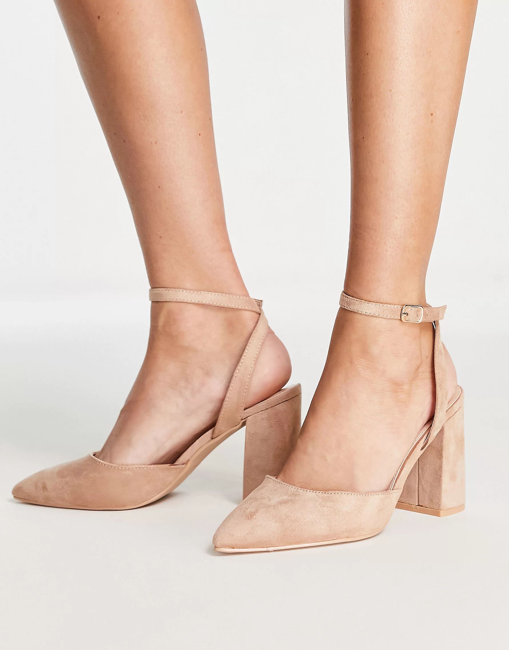 RAID Neima block heeled shoes in beige micro | ASOS (Global)