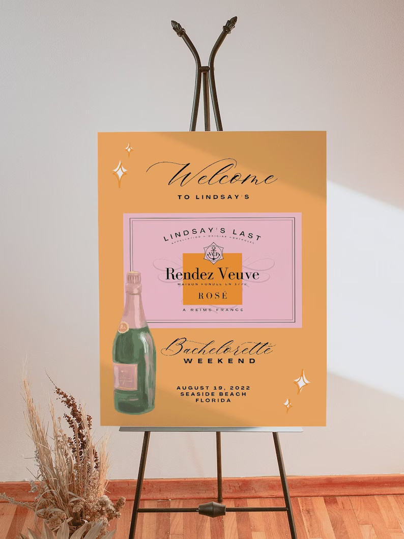 Champagne Bachelorette Welcome Sign TEMPLATE, DIY Welcome Sign Download, Edit, and Print, Two Ava... | Etsy (US)