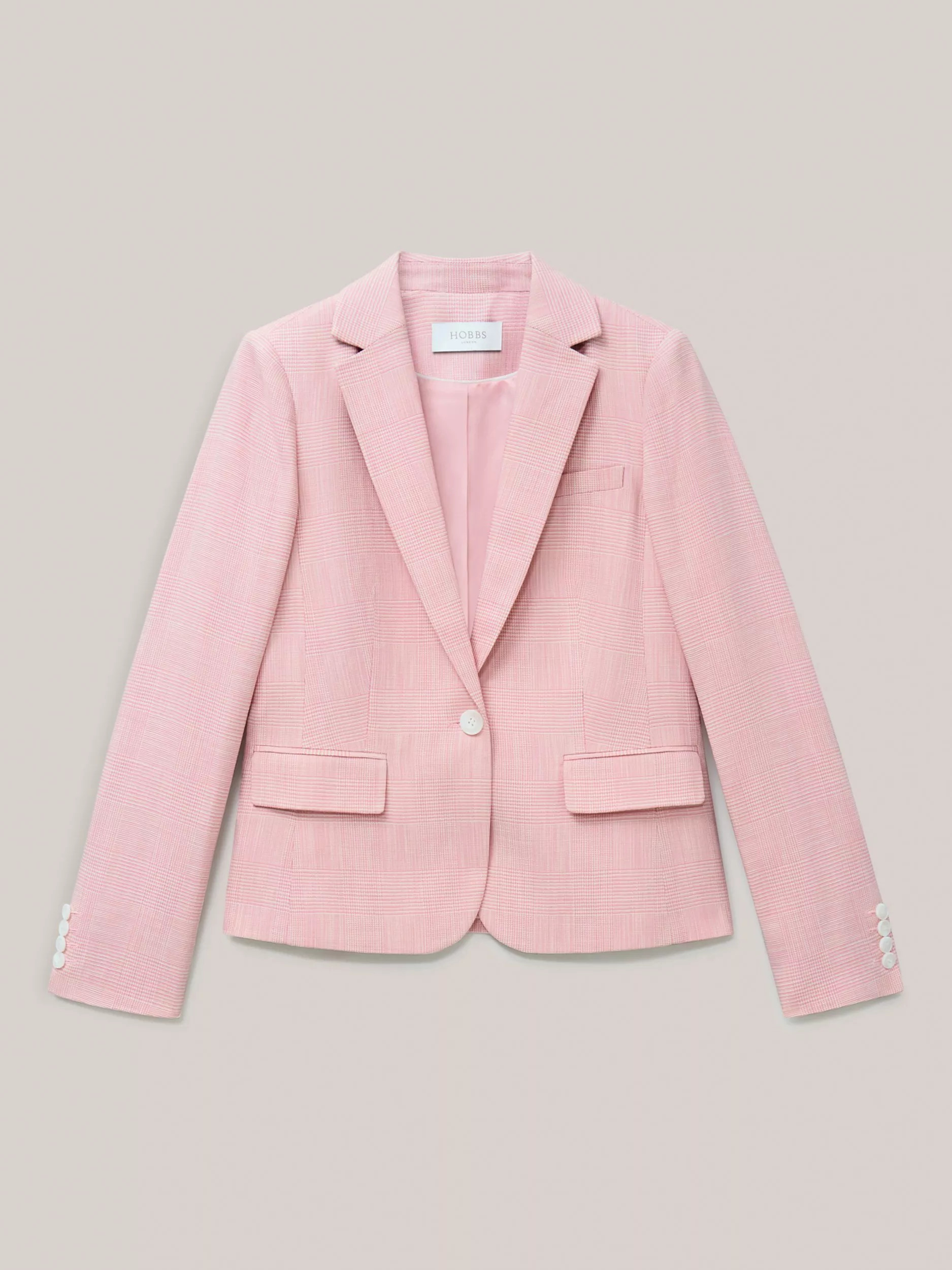 Hobbs Blake Check Jacket, Pink/Ivory | John Lewis (UK)