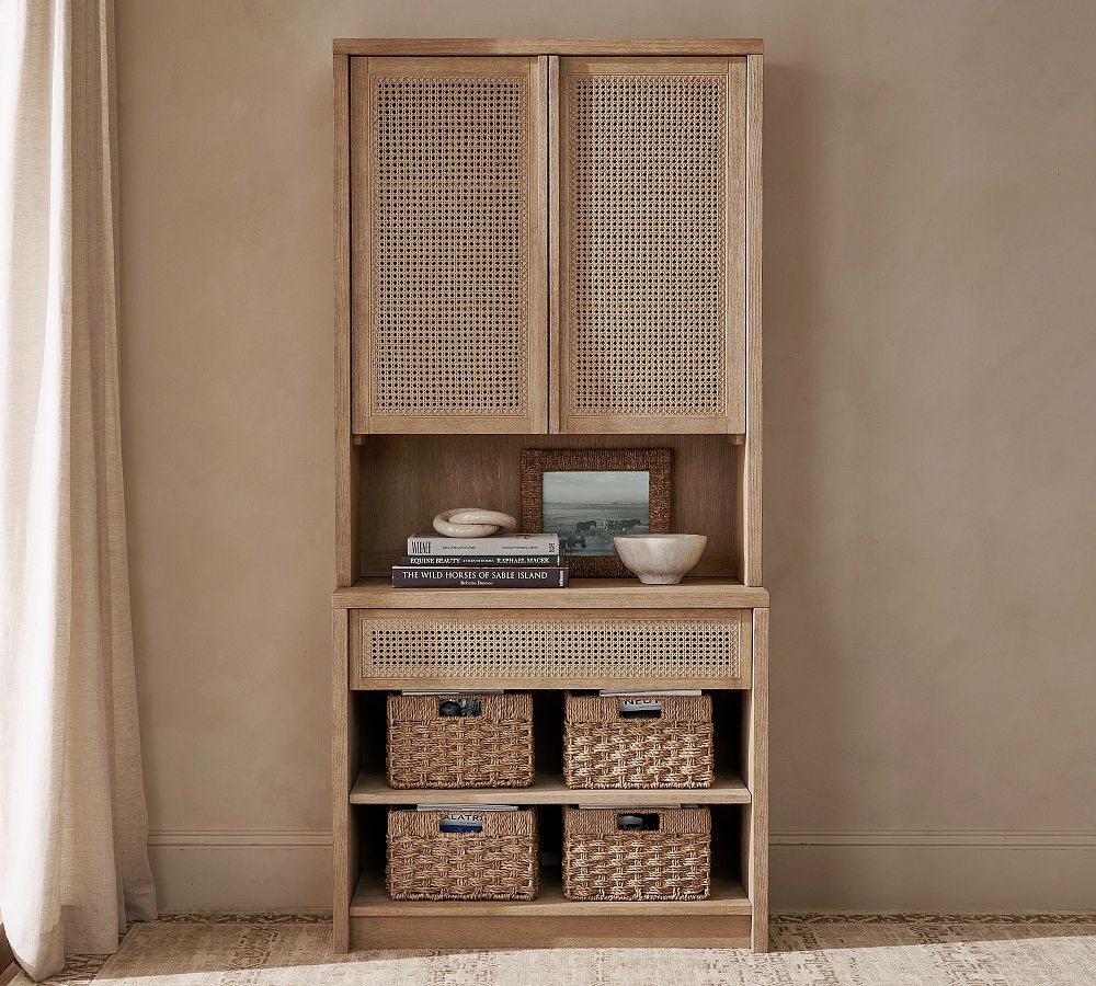 Marina Cane Tall 2-Piece Storage Cabinet (36") | Pottery Barn (US)