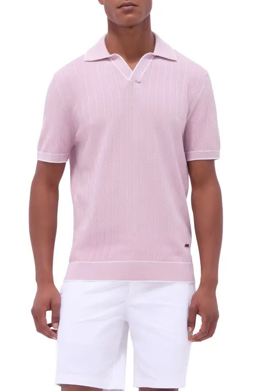 Bugatchi Johnny Collar Rib Polo in Dusty Pink at Nordstrom, Size X-Large | Nordstrom