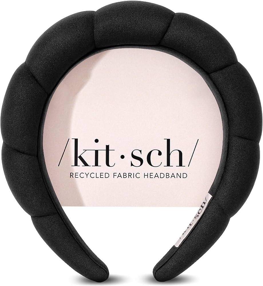 Kitsch Spa Headband for Washing Face - Recycled Fabric, Non-Slip Black Headbands for Women - Cute... | Amazon (US)