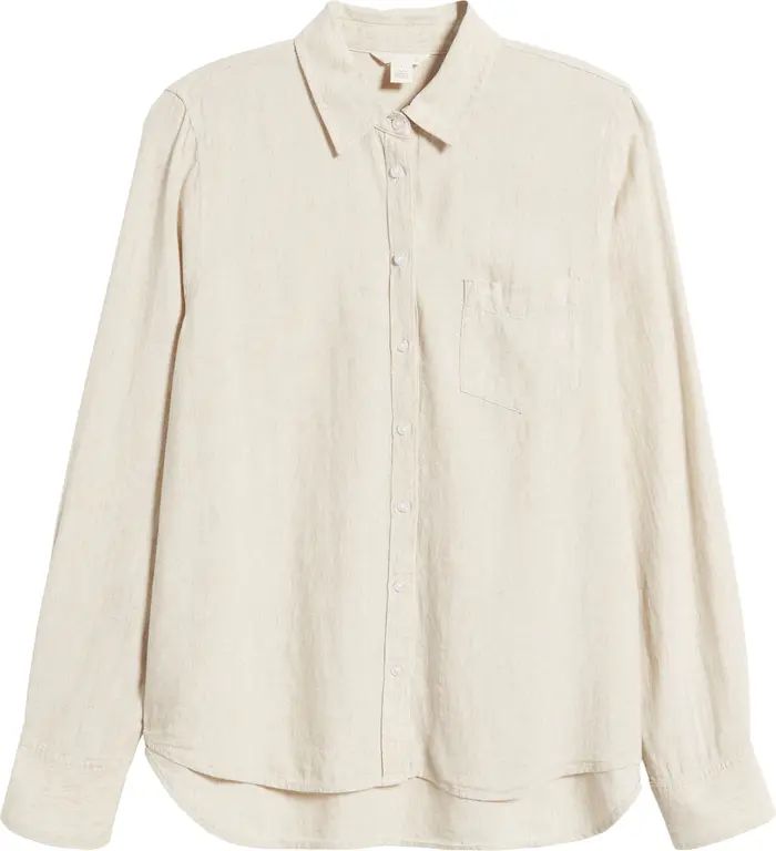 Linen Blend Button-Up Shirt | Nordstrom