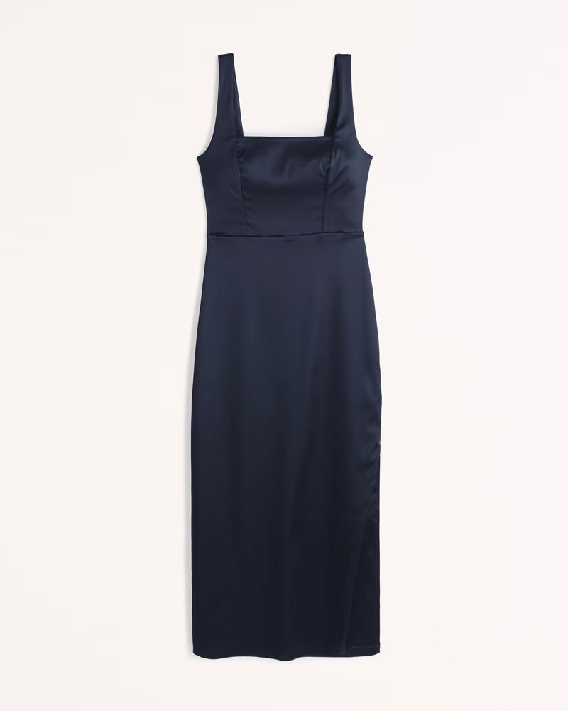 Squareneck Midi Dress | Abercrombie & Fitch (US)