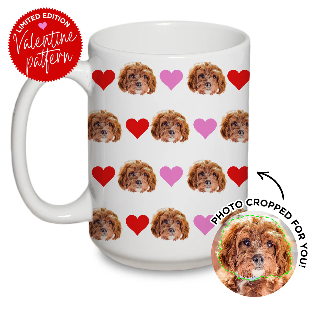 Personalized Pet Heart Pattern Mug | Type League Press