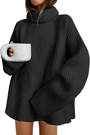 LILLUSORY Womens Turtleneck Oversized Chunky Sweaters Dress Long Knit Cashmere Tunic Pullover Swe... | Amazon (US)