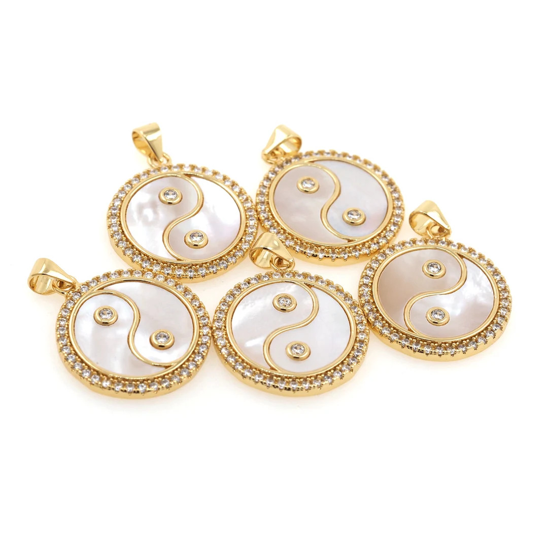 Chinese Tai Chi Pendant, Round Necklace, Valentine's Day Gift, White Shell Pendant, Beach Shell J... | Etsy (US)