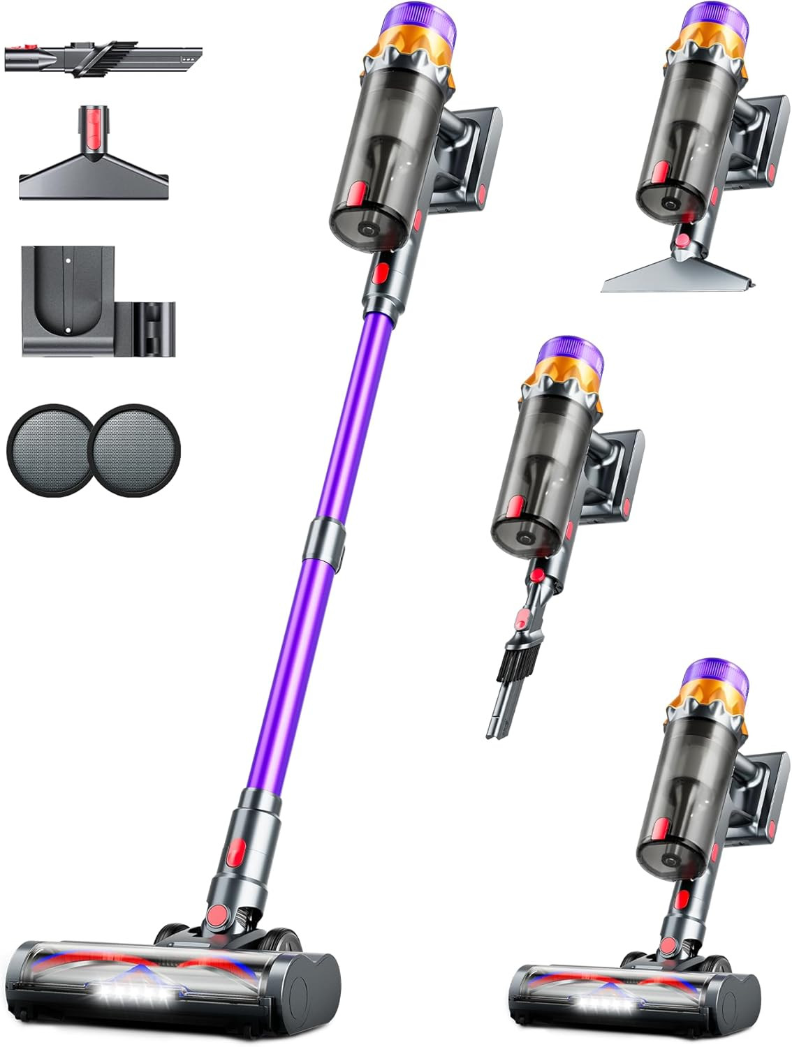 Cordless Vacuum Cleaner, 500W 50KPA 60Mins Vacuum Cleaners for Home, Self-Standing Stick Vacuums ... | Amazon (US)