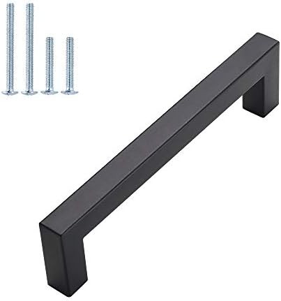 goldenwarm Matte Black Cabinet Pulls Black Drawer Pulls - LSJ12BK Black Square Cabinet Hardware 1... | Amazon (US)