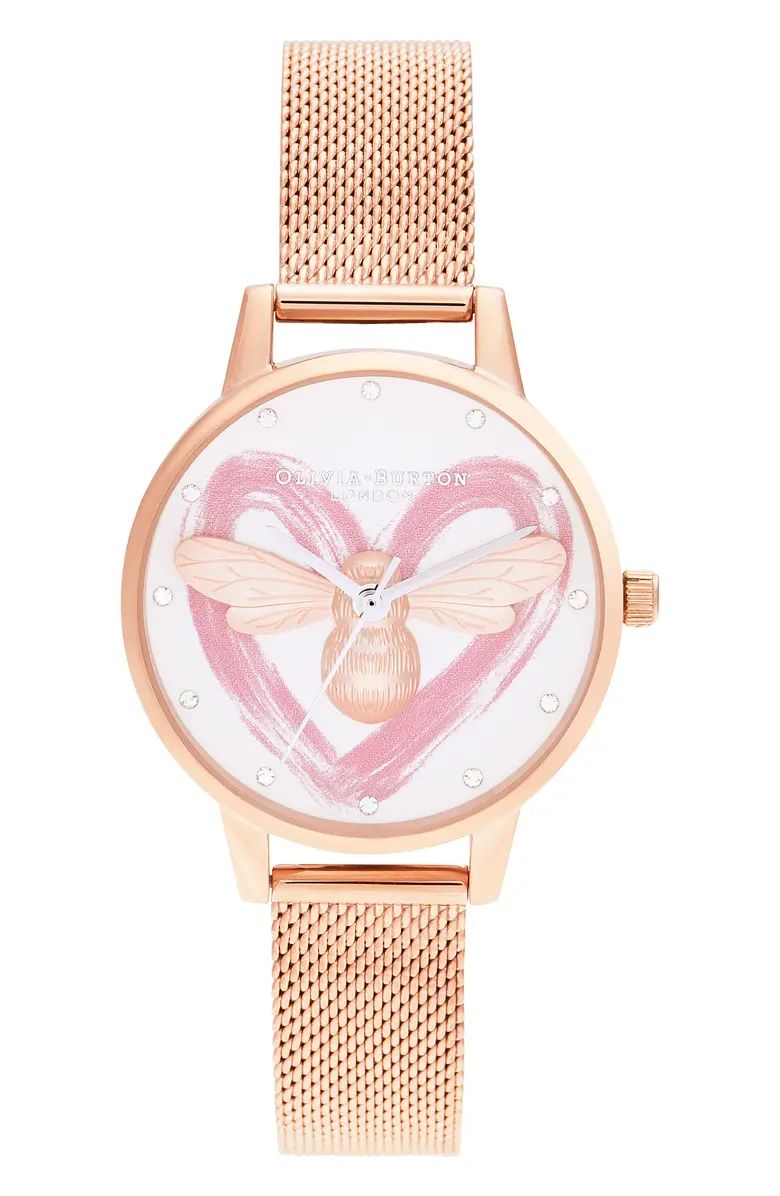 You Have My Heart Mesh Strap Watch, 30mm | Nordstrom