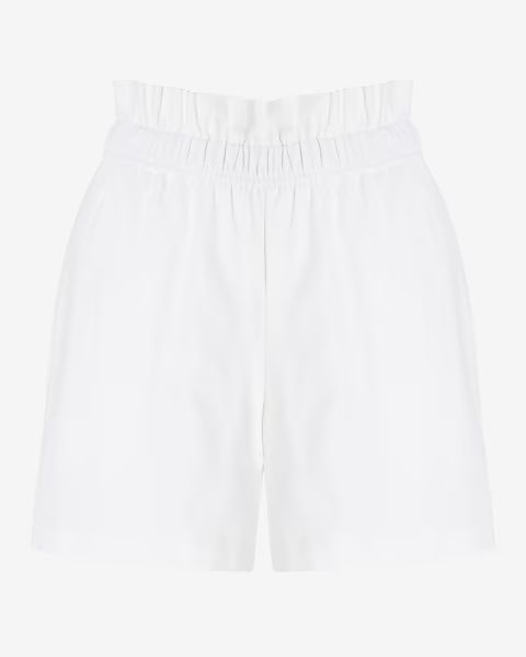 Super High Waisted Linen-Blend Pull On Paperbag Shorts | Express