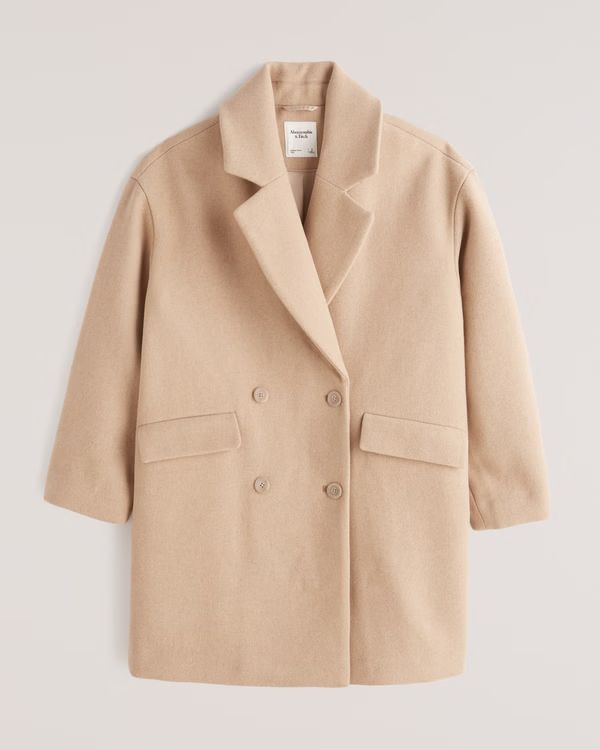 Short Wool-Blend Dad Coat | Abercrombie & Fitch (US)