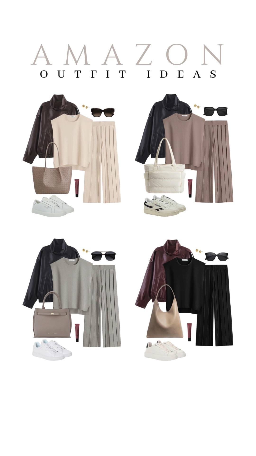 Five comfy outfits you can actually wear and still feel cute! Perfect for a casual day out.
two piece set, matching style, faux leather jacket, neutral sneakers,  beauty finds, affordable fashion, trendy look, viral products, casual outfit idea, winter to spring style, how to style, ways to style, winter to spring fashion, amazon fashion, affordable style

#LTKU #LTKSeasonal #LTKootd