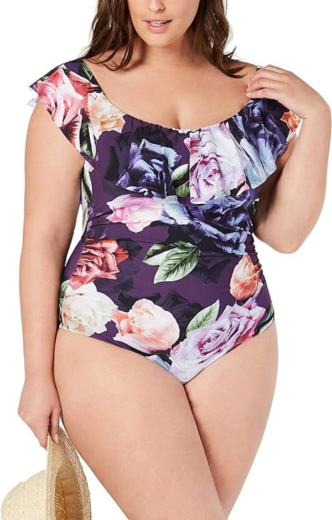 La Blanca Women's Plus Size Off Shoulder Ruffle One Piece Swimsuit | Amazon (US)