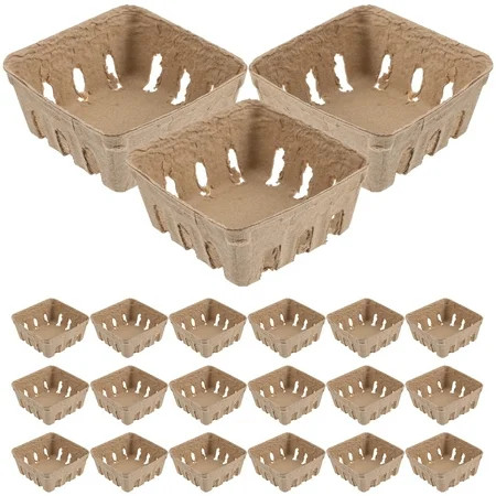 BESTONZON 50Pcs Paper Berry Basket Household Fruit Tray Berry Fruit Basket Paper Pulp Basket | Walmart (US)