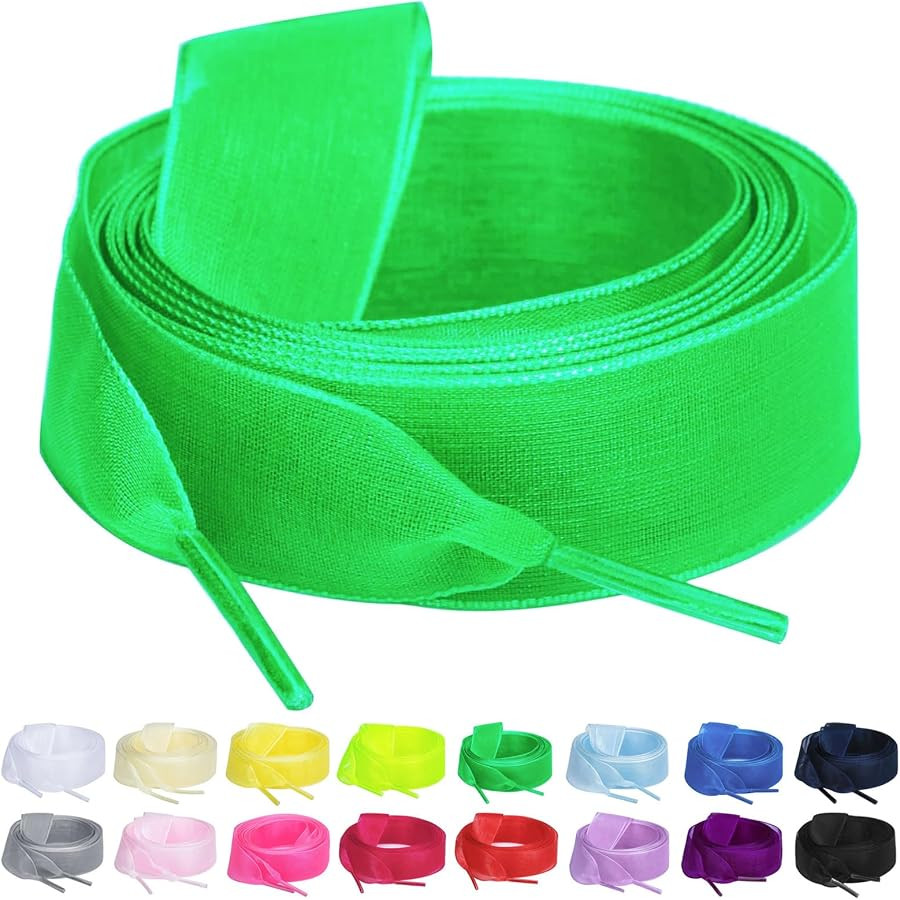 Booyckiy 2 Pair Flat Snow Yarn Shoe laces for Women 2cm Wide Satin Ribbon ShoeLaces | Amazon (US)