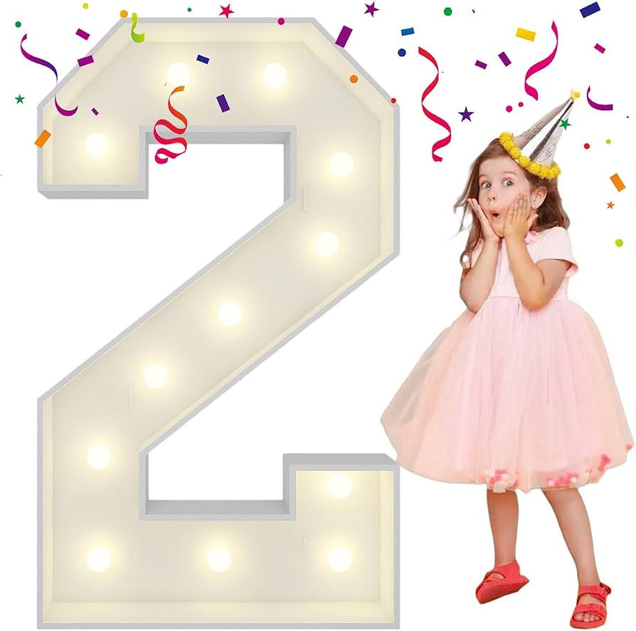 4FT Marquee Light Up Numbers Letters, Mosaic Numbers for Balloons, Giant Mosaic Balloon Number 2 ... | Amazon (US)