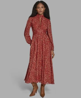 BCBG Women's High Neck Keyhole Midi Dress - Macy's | Macy's