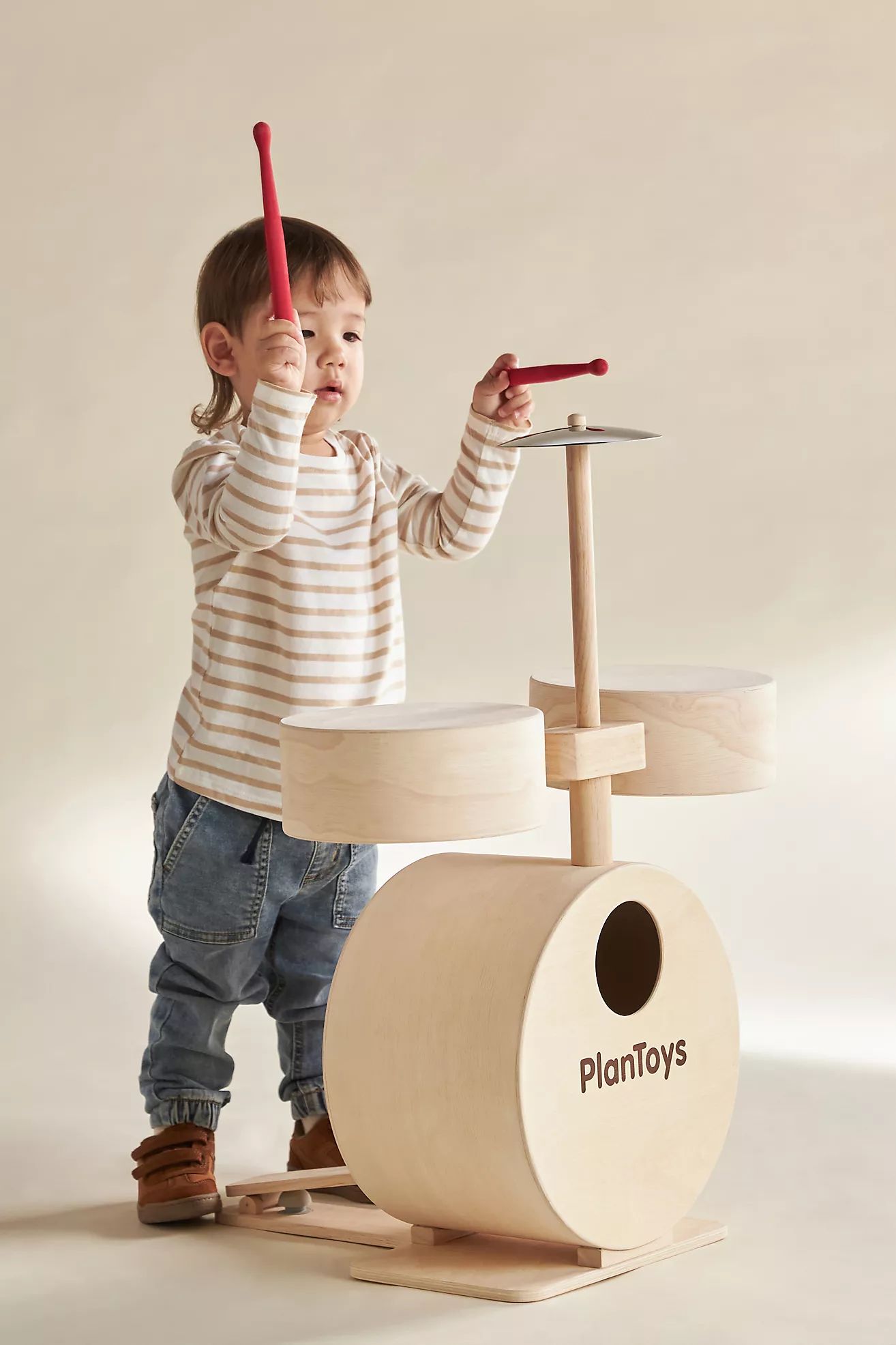 PlanToys Wooden Drum Set | Anthropologie (US)