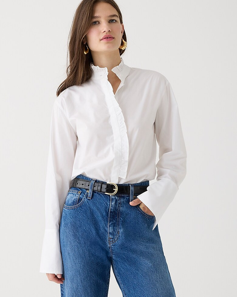 Ruffle-trim garçon shirt in cotton poplin | J. Crew US