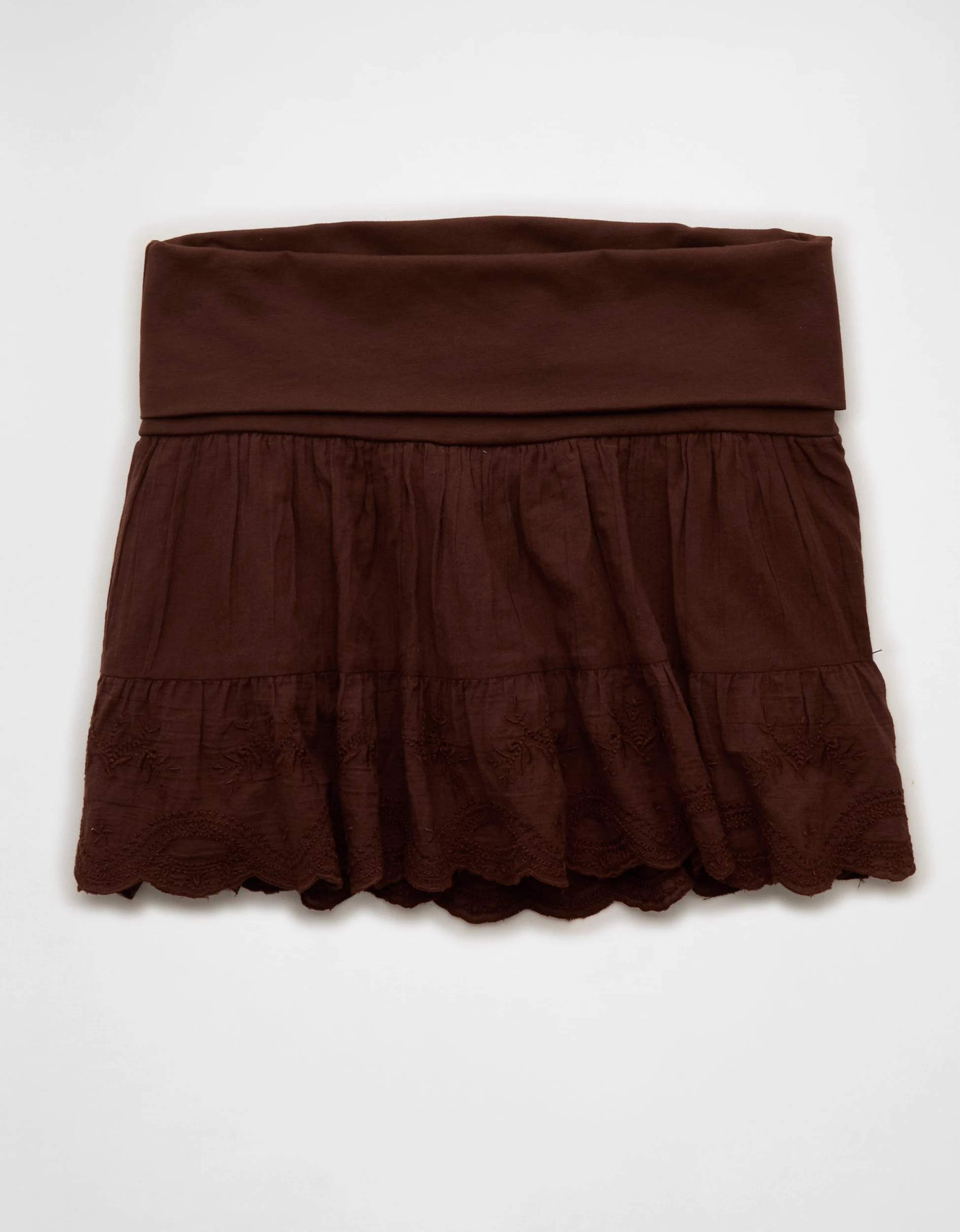 AE Mid-Rise Foldover Embroidered Mini Skort | American Eagle Outfitters (US & CA)