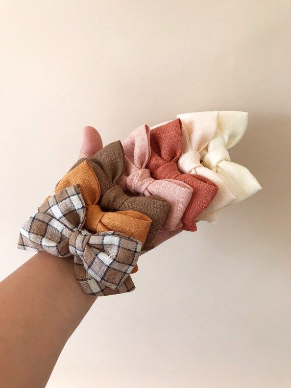 Over sized Linen bows | Fall Bows | Pinwheel Bows | Etsy (US)