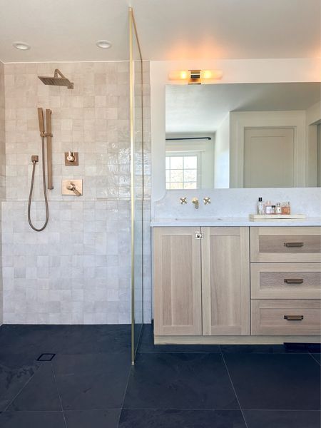 Obsessed with this open shower! The golden accents are perfect for a fresh modern look!

Shower Decor/Bathroom Design/Chic Bathroom

#LTKsalealert #LTKstyletip #LTKhome