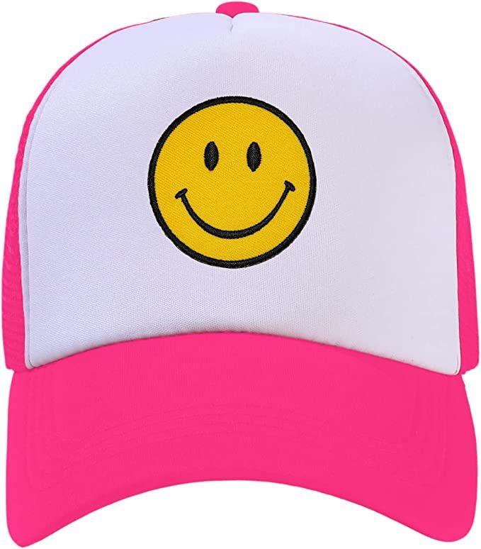 lycycse Smile Face Trucker Hat Retro Mesh Baseball Cap with Smile Patch Foam Neon High Crown Y2K ... | Amazon (US)