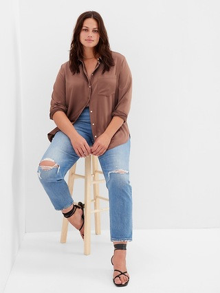 Satin Boyfriend Shirt | Gap (US)