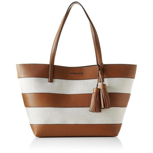 Michael Kors Large Canvas And Leather Tote - Brown / White - 30H6GUOT3C-817 | Bed Bath & Beyond