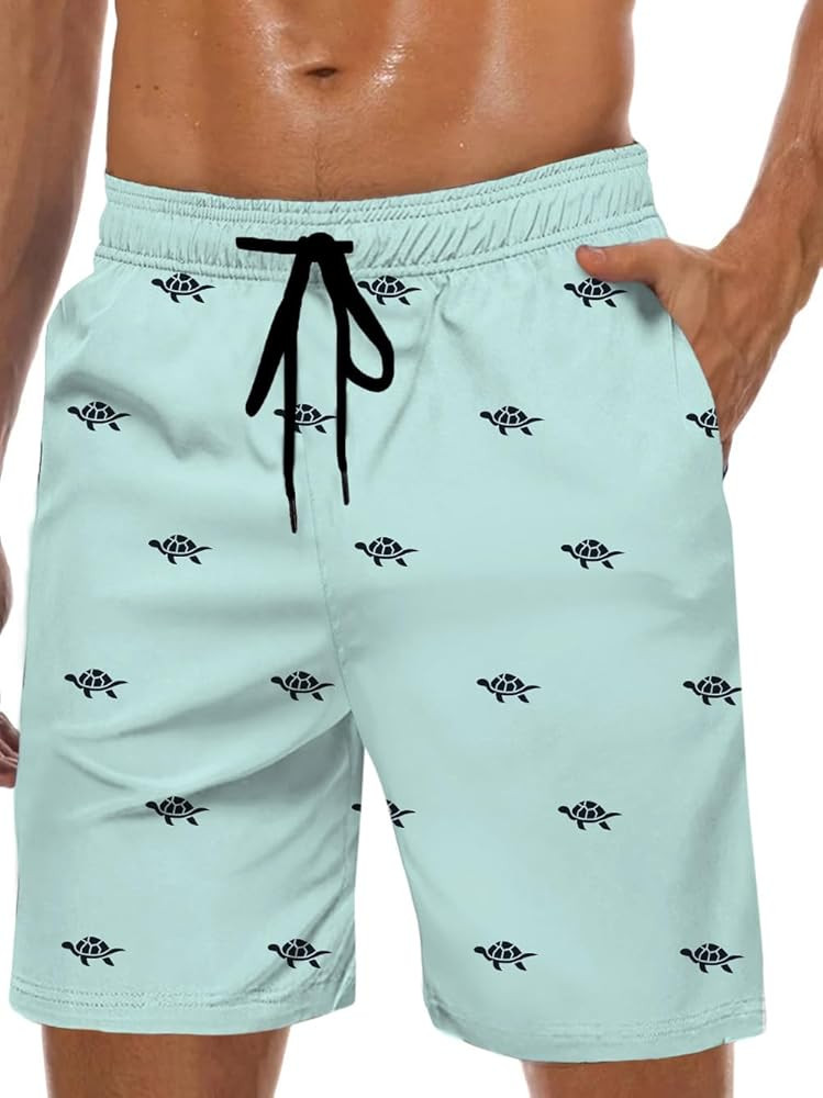 Lzzidou Men's Swim Trunks Hawaiian Bathing Mesh Lining Suit Swimsuits Beach Shorts with Pockets | Amazon (US)