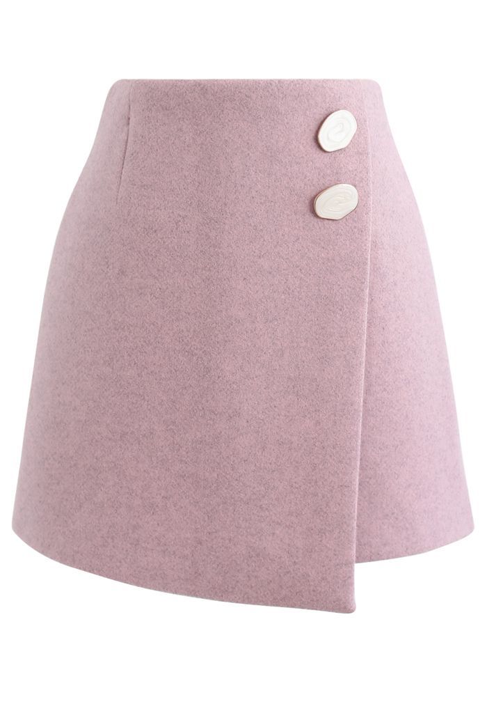 Marble Button Flap Mini Skirt in Pink | Chicwish
