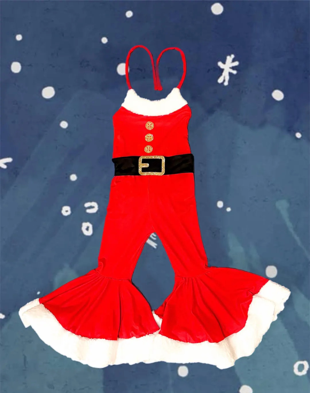 Santa Bell Bottom Jumpsuit / Groovy Christmas - Etsy | Etsy (US)