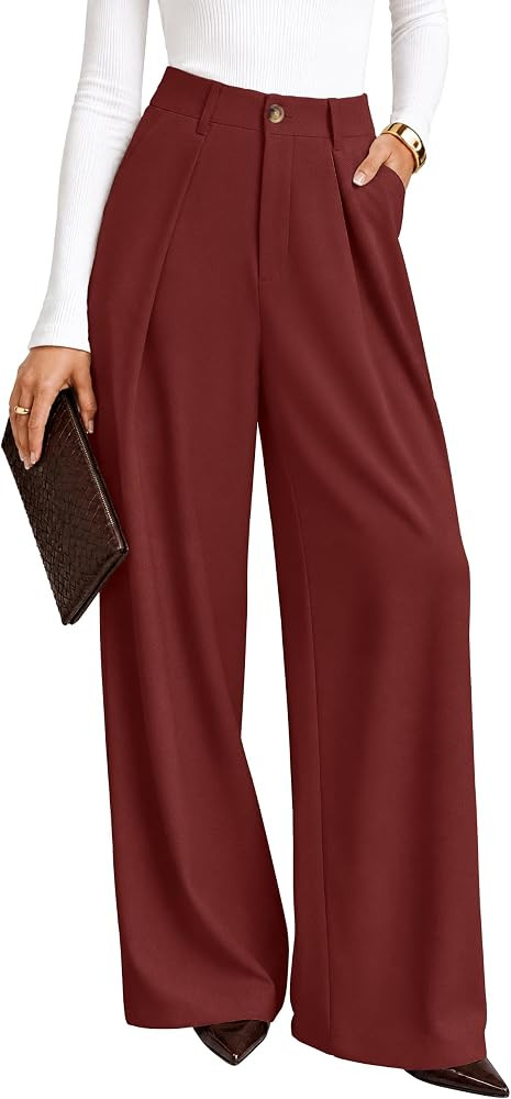 MEROKEETY Womens Wide Leg Palazzo Dress Pants Trousers High Waisted Slacks | Amazon (US)