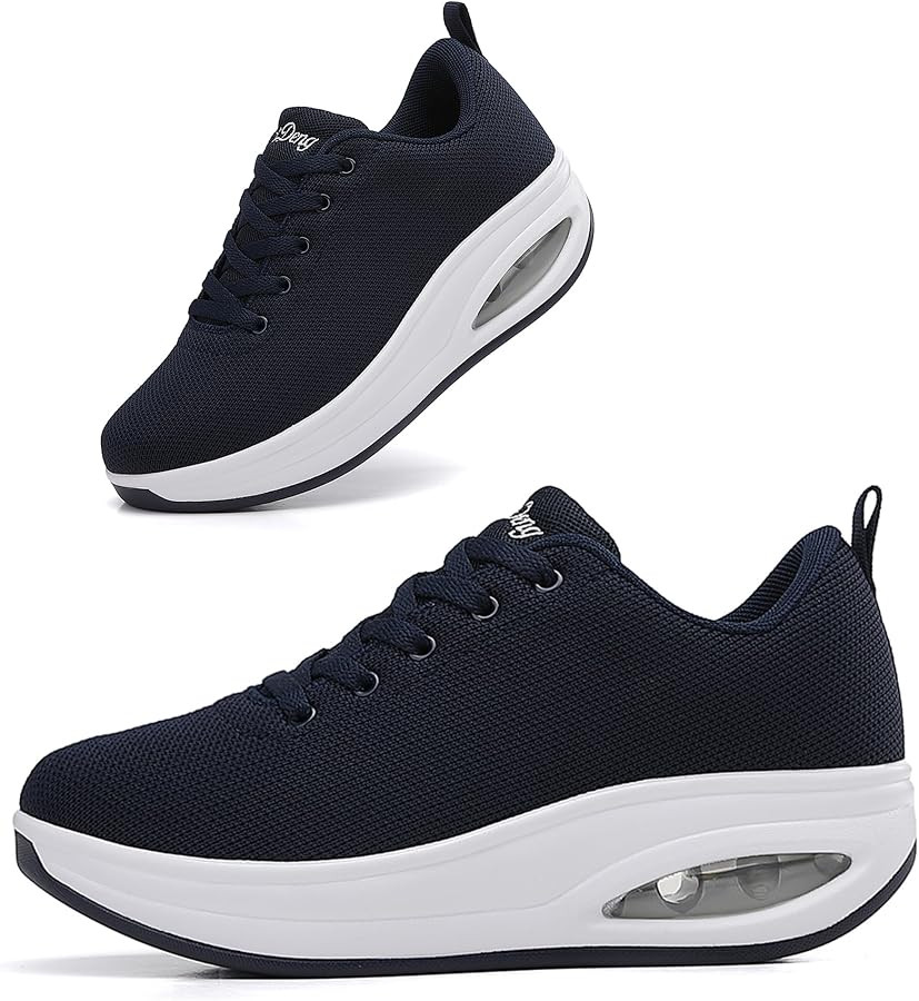 Oude Sneakers for Women Comfortable | Shoes for Women Traveling | 2 Inch Air Cushion Rocker Botto... | Amazon (US)