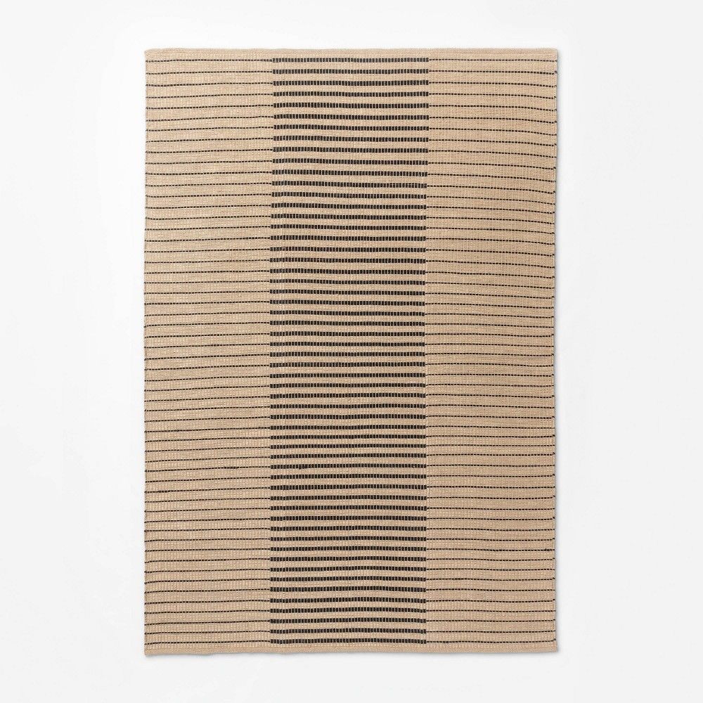 7'x10' Reseda Hand Woven Striped Jute Cotton Area Rug Black - Threshold designed with Studio McGee | Target