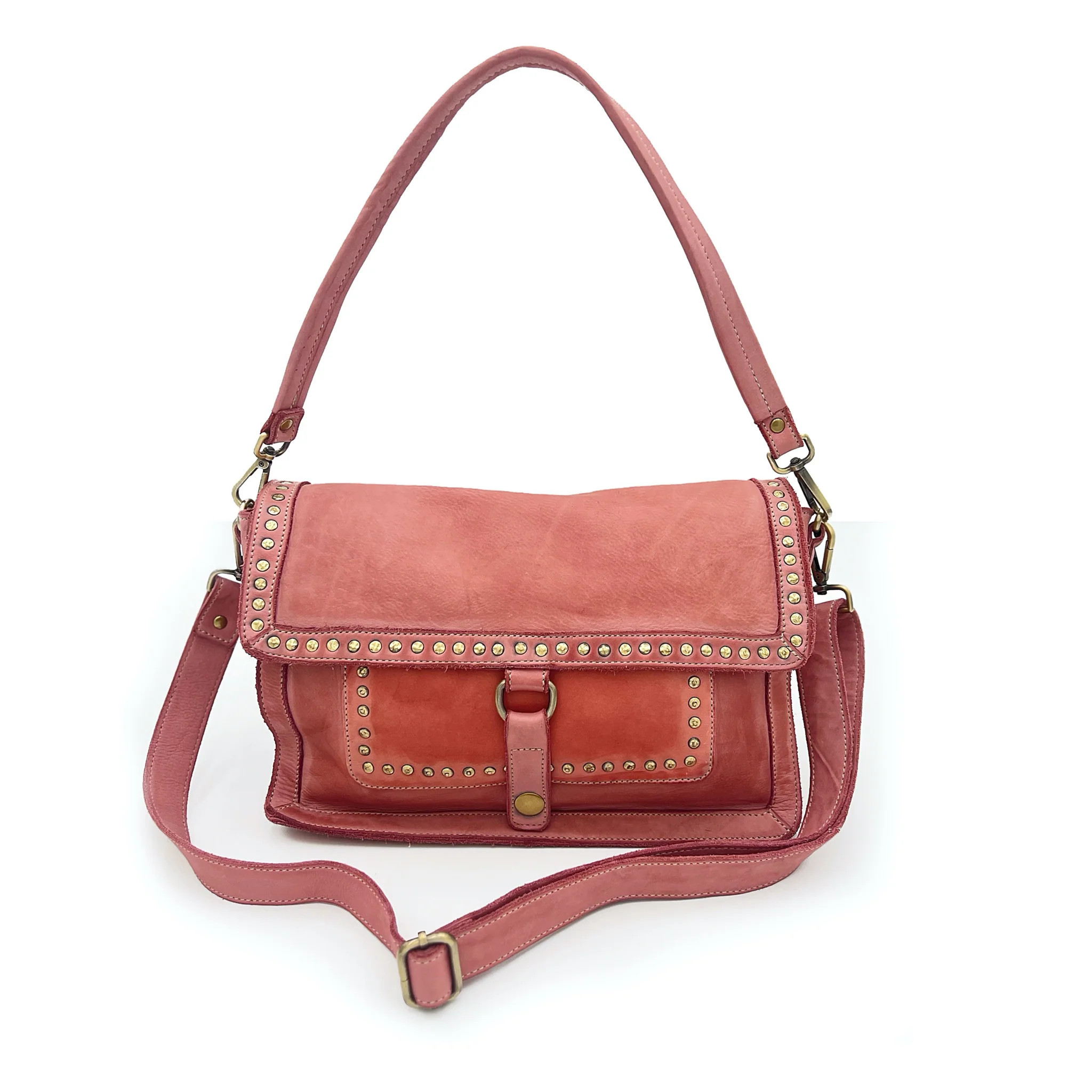 Emily Studded Shoulder Bag in Blush Pink | Bolsa Nova Handbags