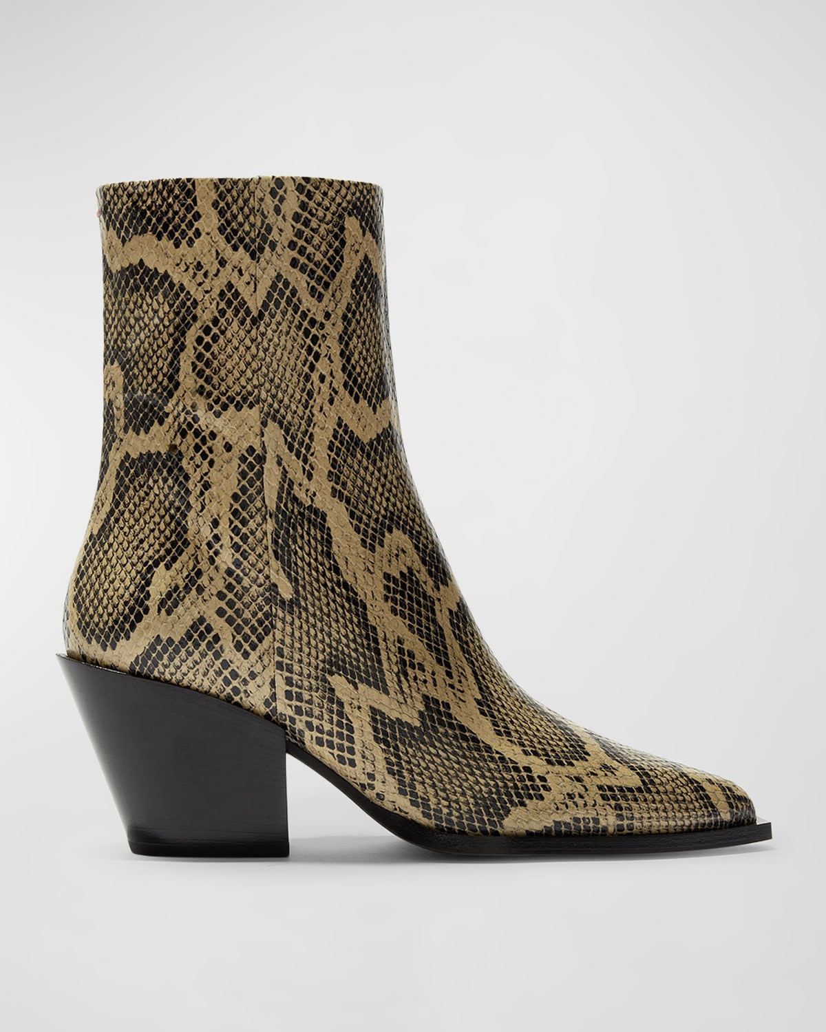 Kara Snake-Embossed Ankle Booties | Neiman Marcus