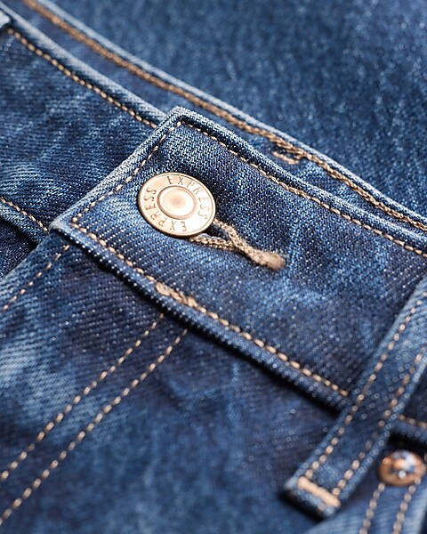 High Waisted Dark Wash Cuffed 50/50 Rigid Stretch Straight Ankle Jean | Express