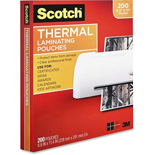 Scotch Thermal Laminating Pouches, 200- Count-Pack of 1, 8.9 x 11.4 Inches, Letter Size Sheets, C... | Amazon (US)