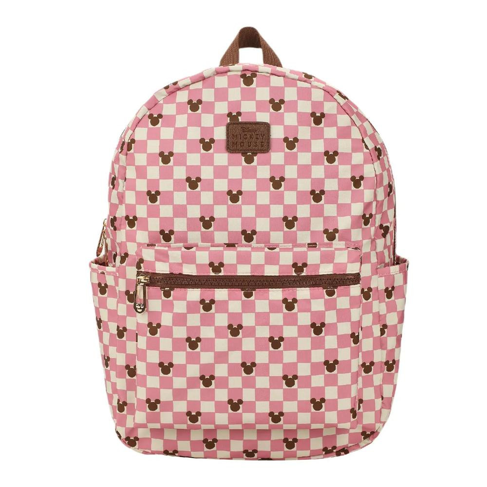 Disney Mickey Mouse Adult Pink Checkered 16.5"" Travel Backpack | Oriental Trading Company