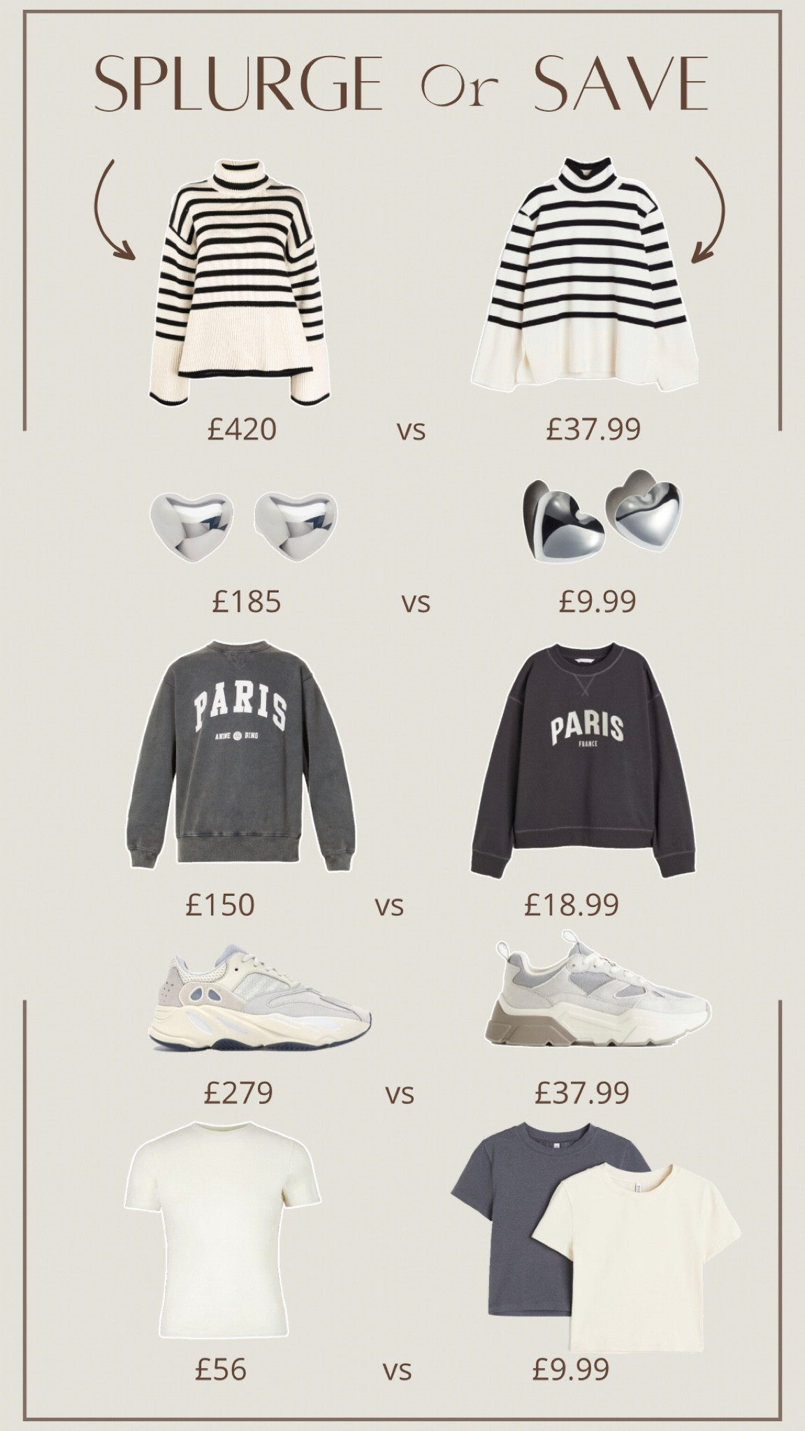 Splurge of save?

I’ve listed the best affordable alternatives that I have found on the high street for these high end pieces!

#hm #spendvssave #highstreet #getthelook  

#LTKFind #LTKunder50 #LTKunder100