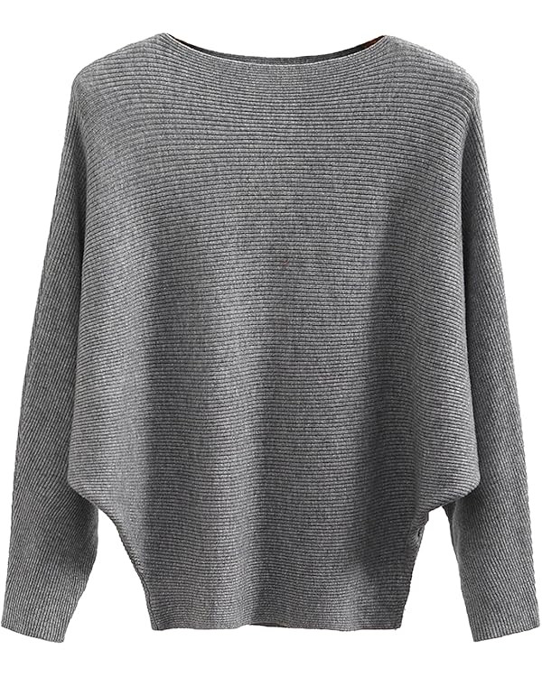 GABERLY Boat Neck Batwing Sleeves Dolman Knitted Sweaters and Pullovers Tops for Women | Amazon (US)